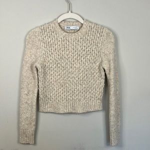 Zara pearl studded cropped sweater